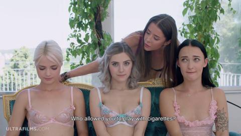 Wowgirls Eva Elfie, Sasha Sparrow, Lika Star & Sybil in a dominant lesbian encounter