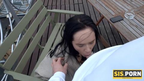 Smoking sibling gets serviced by step-relative in steamy seduction session