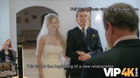 Blushing Bride Caught Off Guard by Passionate Encounter in Wedding Attire