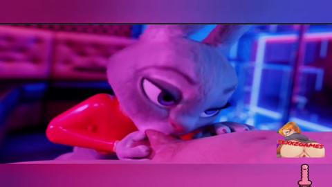 This 'bunnygirl' is getting her little paws on a massive, furry, Zootopia-dik