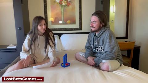  Winner gets drilled on game board after stripping to Connect 4 loss