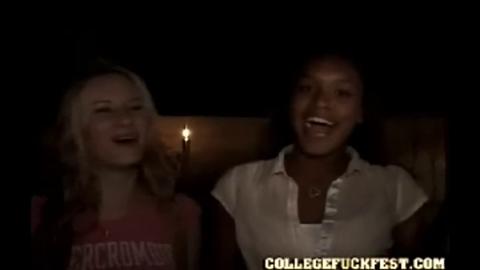 Raunchy coeds get nasty blowjobs at out-of-control campus bash