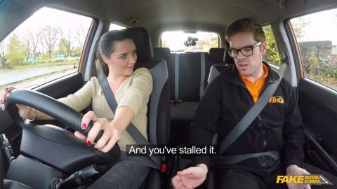 Teen seduces her sleazy driving teacher in a steamy auto erotic affair