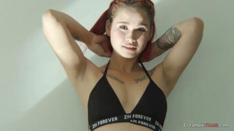 Raw Thai tart lets tattooed thighs spread open for pink pearl pounding
