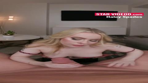 Blondie Haley Spades gets her lips around your stiffy