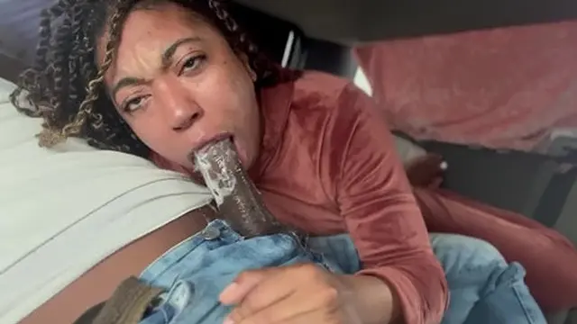 Some dude picks up babe in his truck &mdash;  sucks huge black cock🌭 like a pro street walker