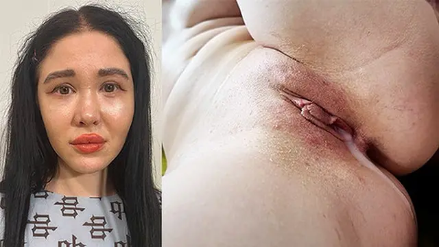 Cumming Hard Inside Curvy Brunette Teen′s Holes Until Huge Creampie On Sofa