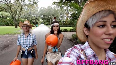 Tiny teen in Pocahontas attire gets dominated by a giant penis🍆