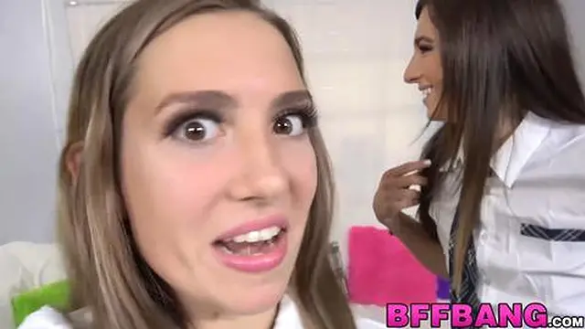 Hot BFFs Sodomy Security Guy In Wild Foursome To Seal Their Privacy