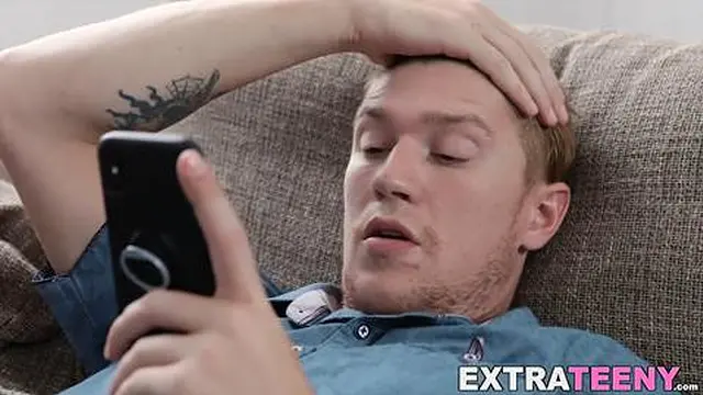 Voluptuous small babe rides the cock on a couch fully naked