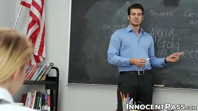 Cute student Alexia Gold getting her pussy drilled on the desk with teacher Jay Smooth