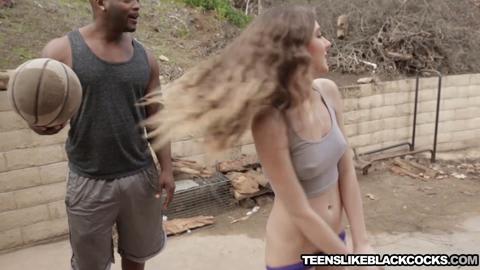 Slim teen fucked and cummed on by large black dick🍆
