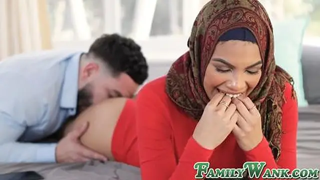 Hijab lady Maya Farrell consumes every inch of her stepbros schlong