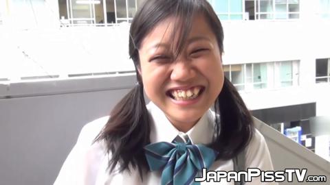 Japanese Schoolgirl Gets Pissed In Public