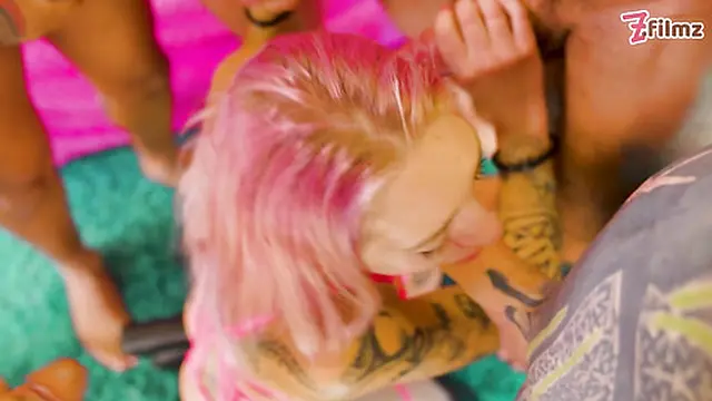 Double ANAL Gangbang for Tattooed Teen: ATM &mdash;  DP &mdash;  Facial &mdash;  Swallow