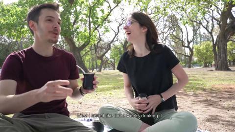 Park picnic devolves into a sloppy teen oral😜 sex spectacle with a cumshot finish